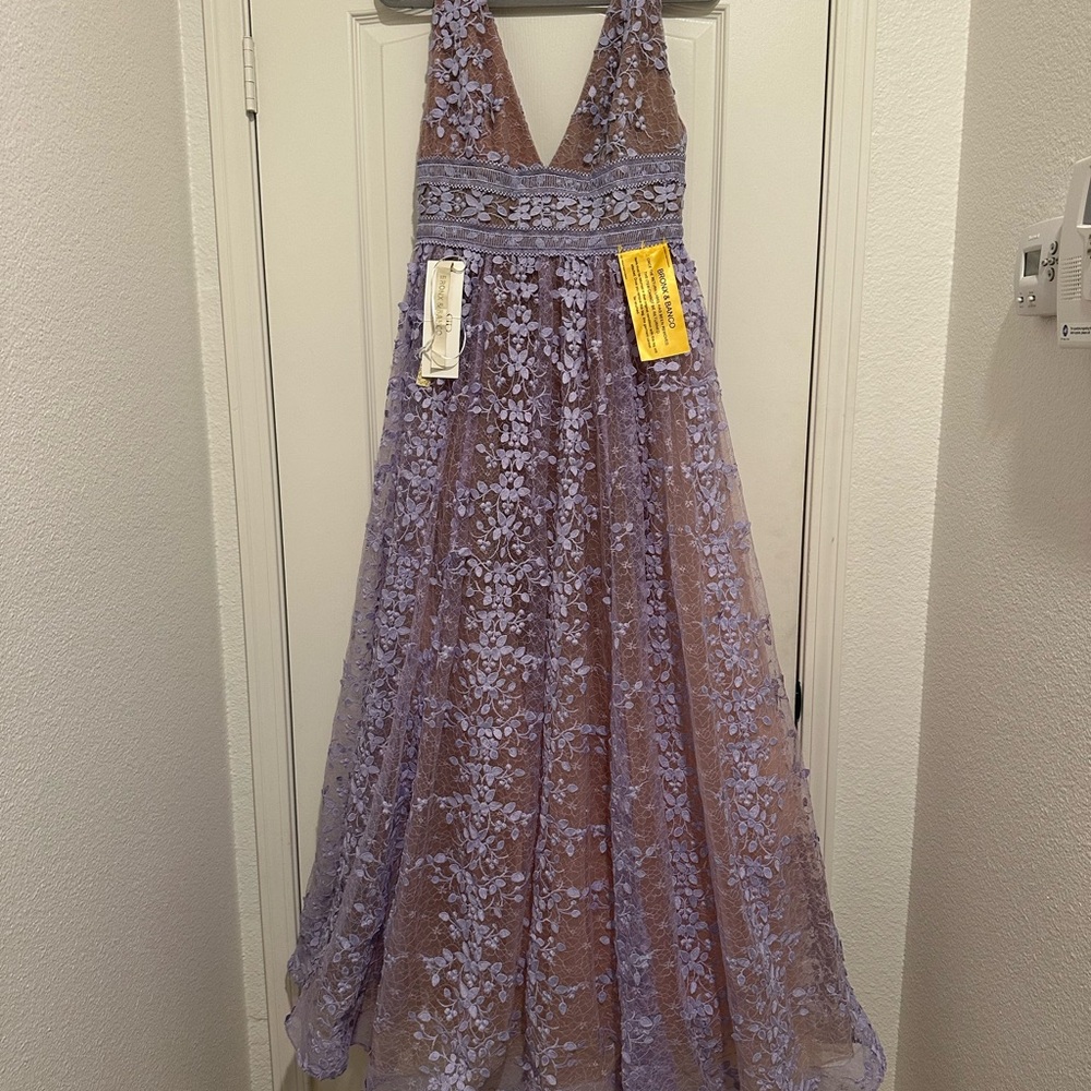 Bronx and Banco Megan Sleeveless V-Neck Lace Gown Lavender Size US 8 - Picture 4 of 16